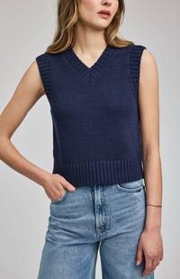 Gentle Fawn Pippa Knit Vest in navy - women's sweater - alternate view