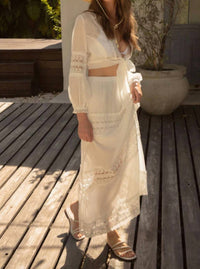 Elan - Crochet-lace Tiered Maxi Skirt