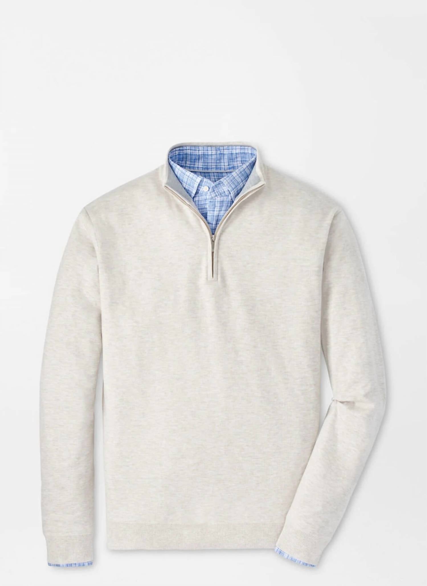 PETER MILLAR Coolspun Cotton Quarter-zip Sweater in ivory - men's sweater - alternate view