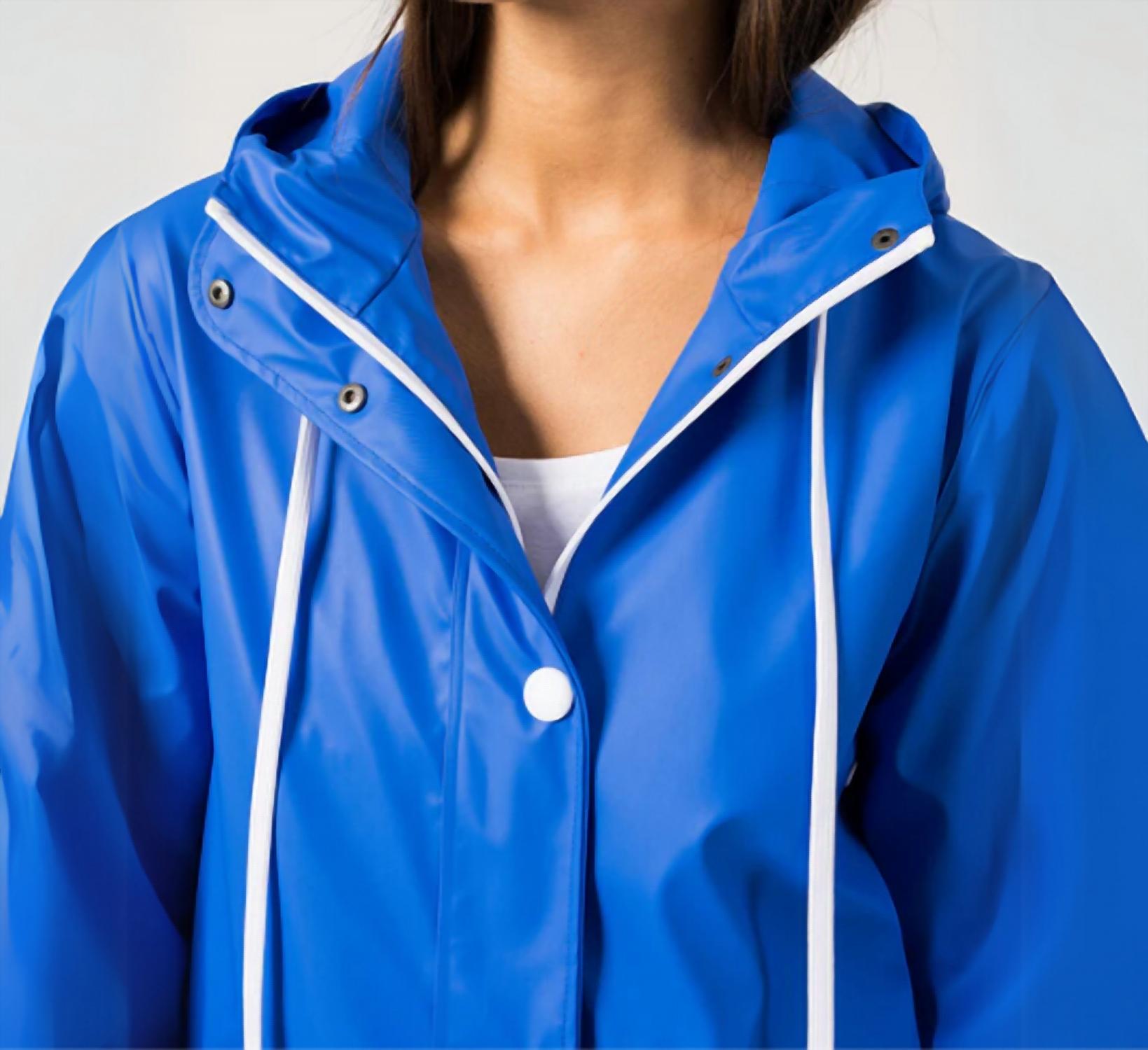 SAINT JAMES Waterproof Raincoat With Hood in royal blue - women's jacket - alternate view