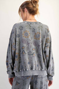 Easel - Flower Print Mineral Top
