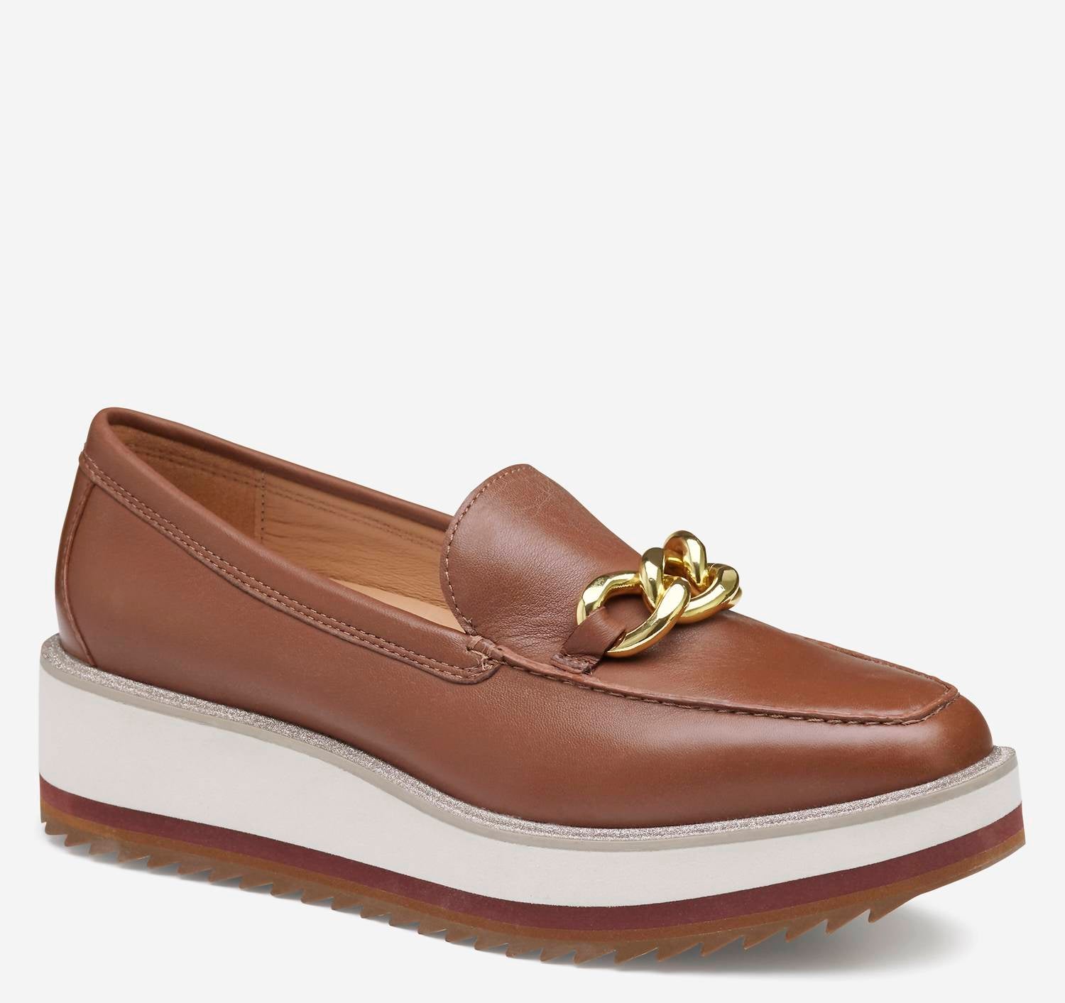 JOHNSTON & MURPHY Women's Gracelyn Chain Loafer in cognac glove - women's flats