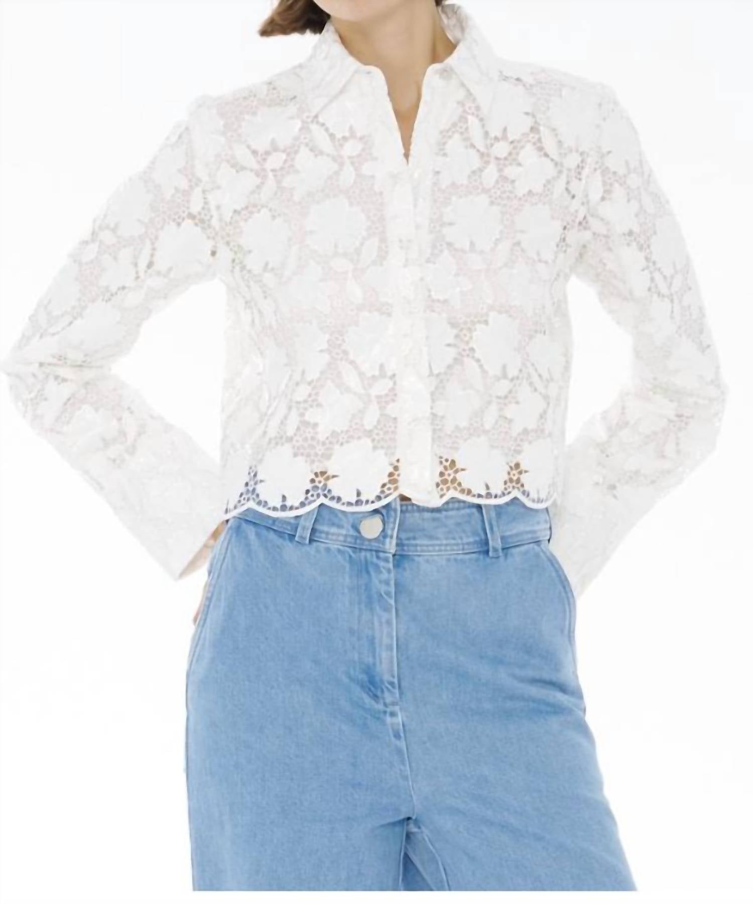 TOCCIN Beatrix Collared Button Front Top in optic - women's blouse