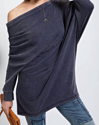 Surelymine - Weekend Wander Off-shoulder Oversized Top