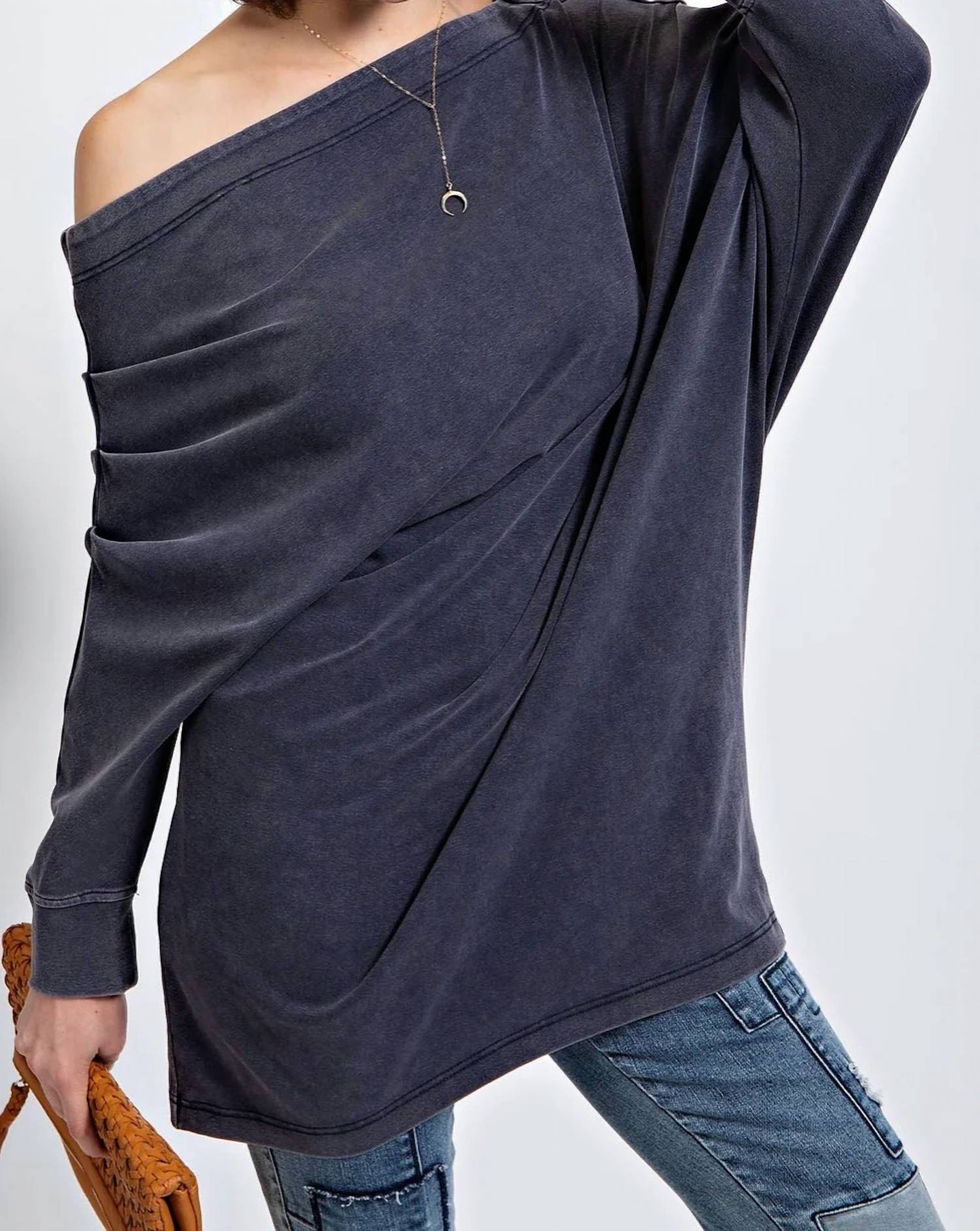 Surelymine - Weekend Wander Off-shoulder Oversized Top