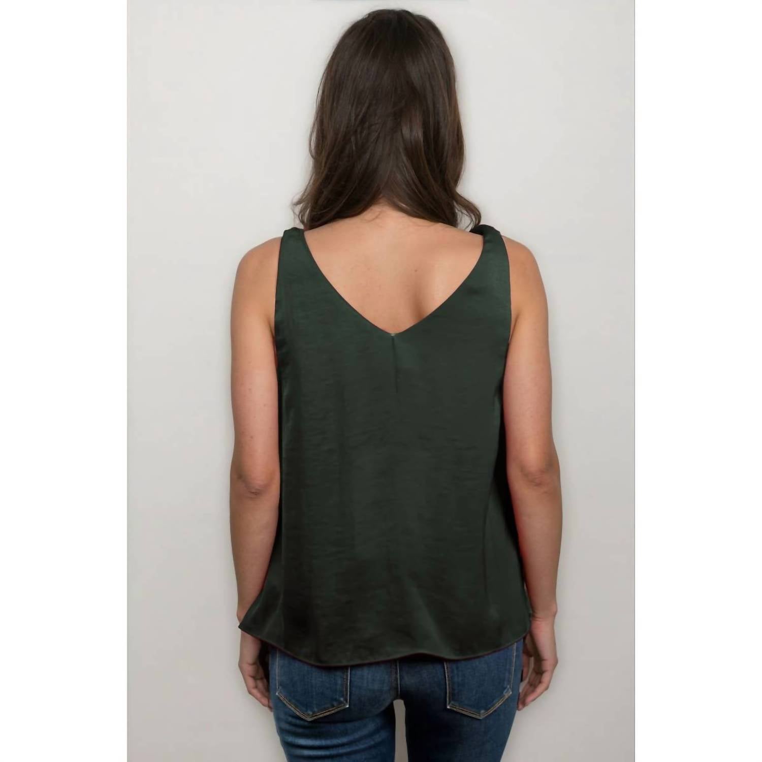 naked zebra V-neck With Strap Accent Tank in forest green - women's tank top - view 4