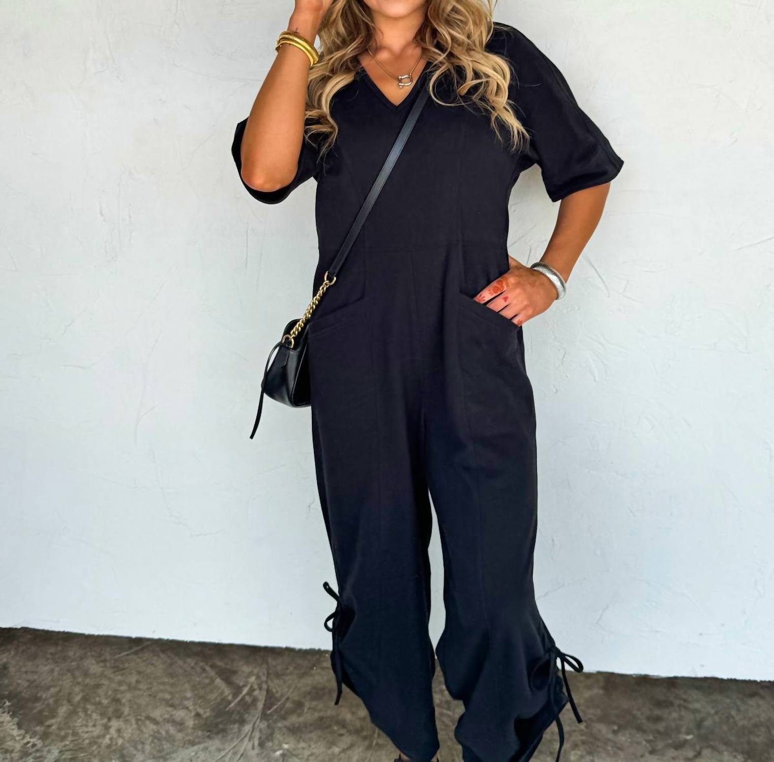 BLAKELEY Cam Luxe Loung Jumpsuit in black - women's pants - alternate view