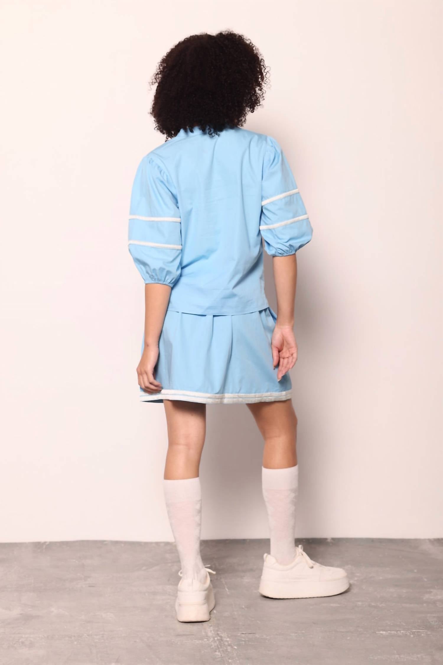 maude vivante Noah Top in carolina blue - women's blouse - alternate view