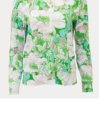 Lilly Pulitzer Eleni Half Zip Pullover Pullover in putting green poppyland - women's long sleeve top - view 6