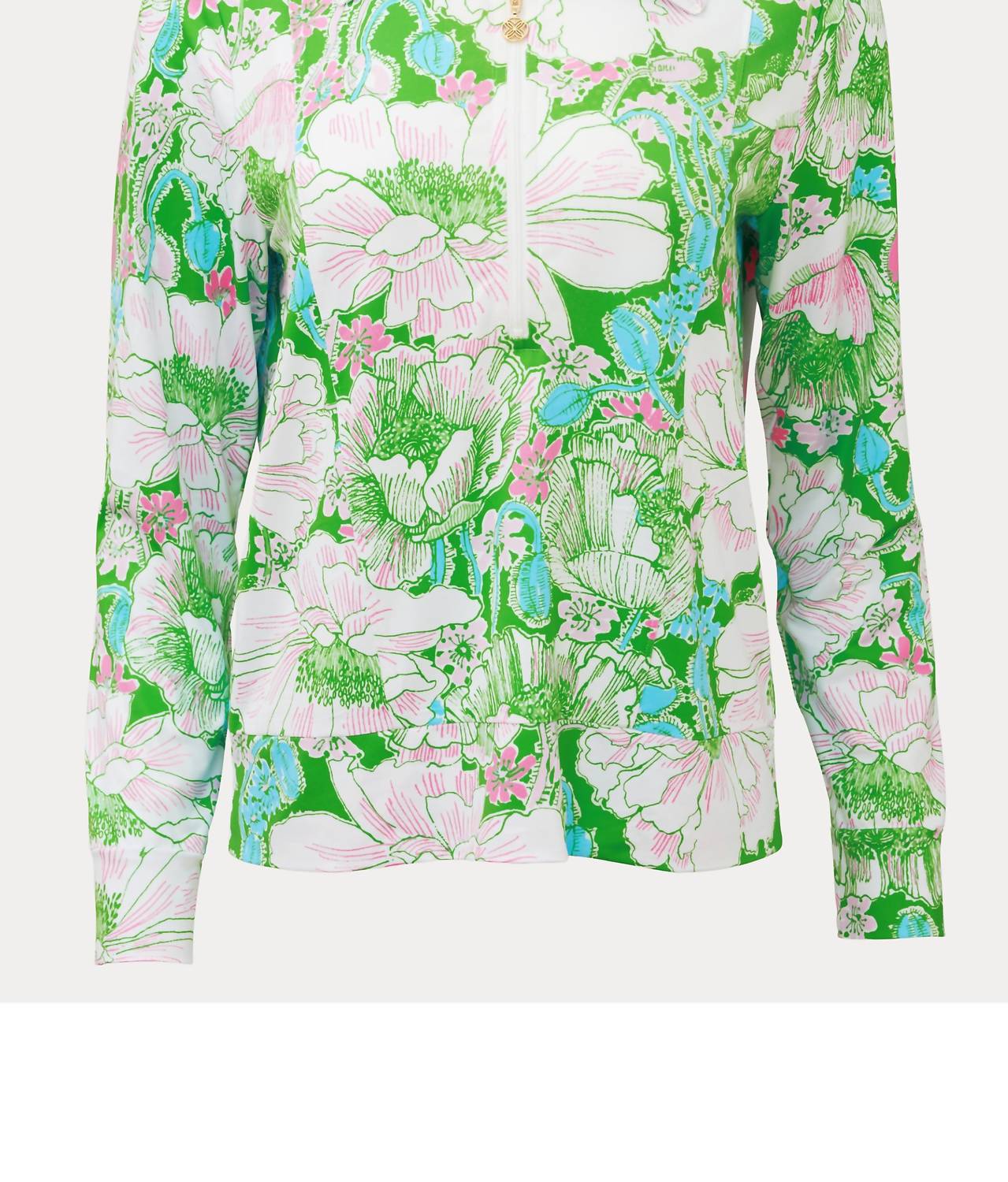 Lilly Pulitzer Eleni Half Zip Pullover Pullover in putting green poppyland - women's long sleeve top - view 6
