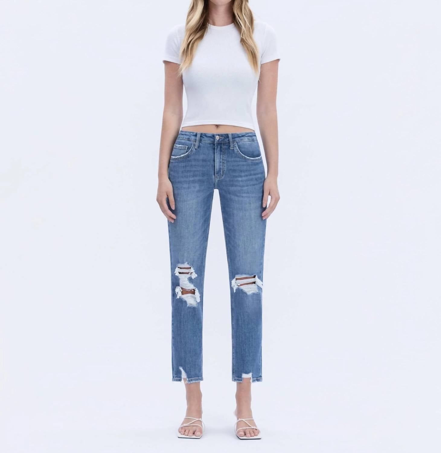 Lovervet - High Rise Boyfriend Distressed Jeans