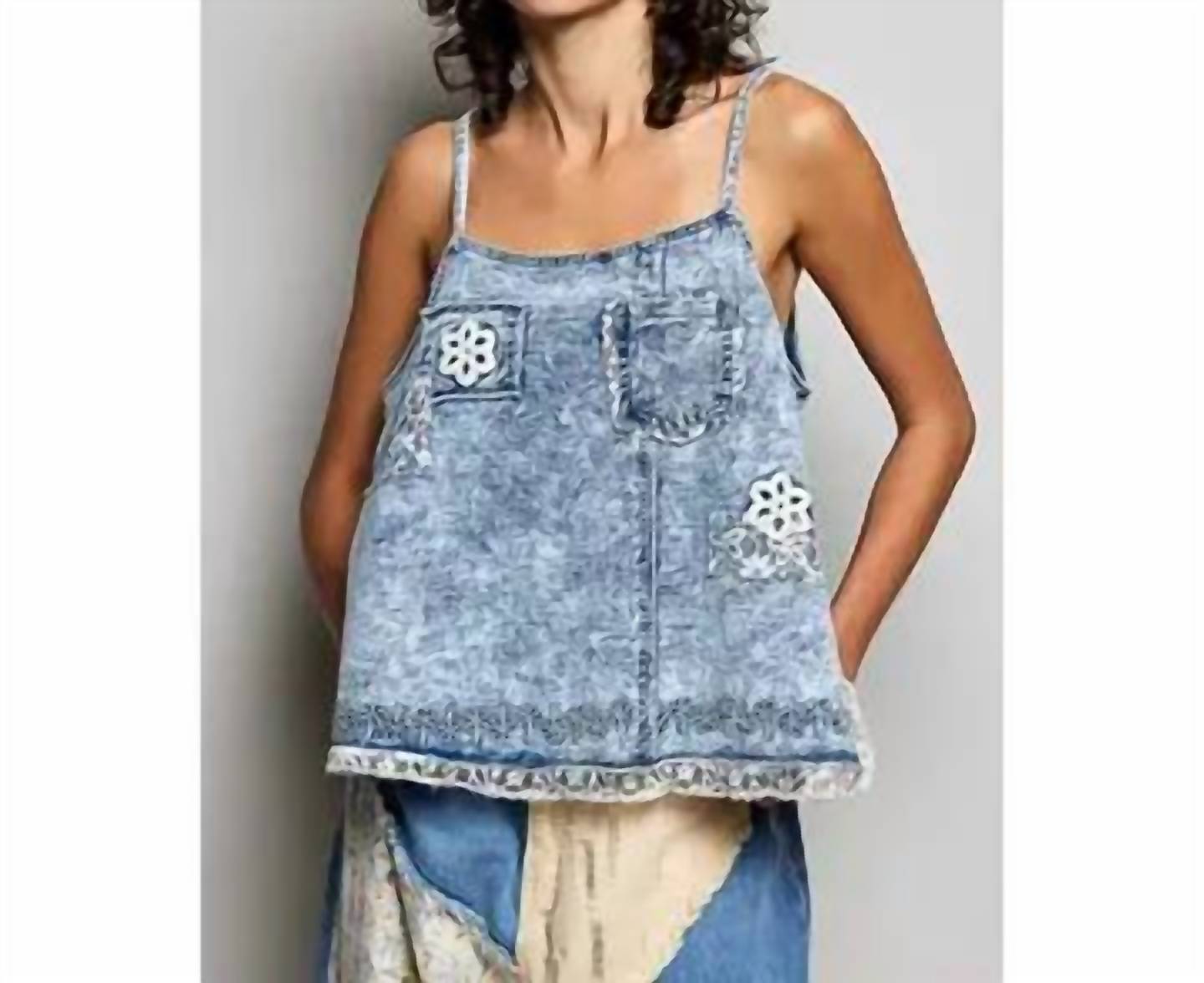 Pol - Square Neck Lace Crochet Top