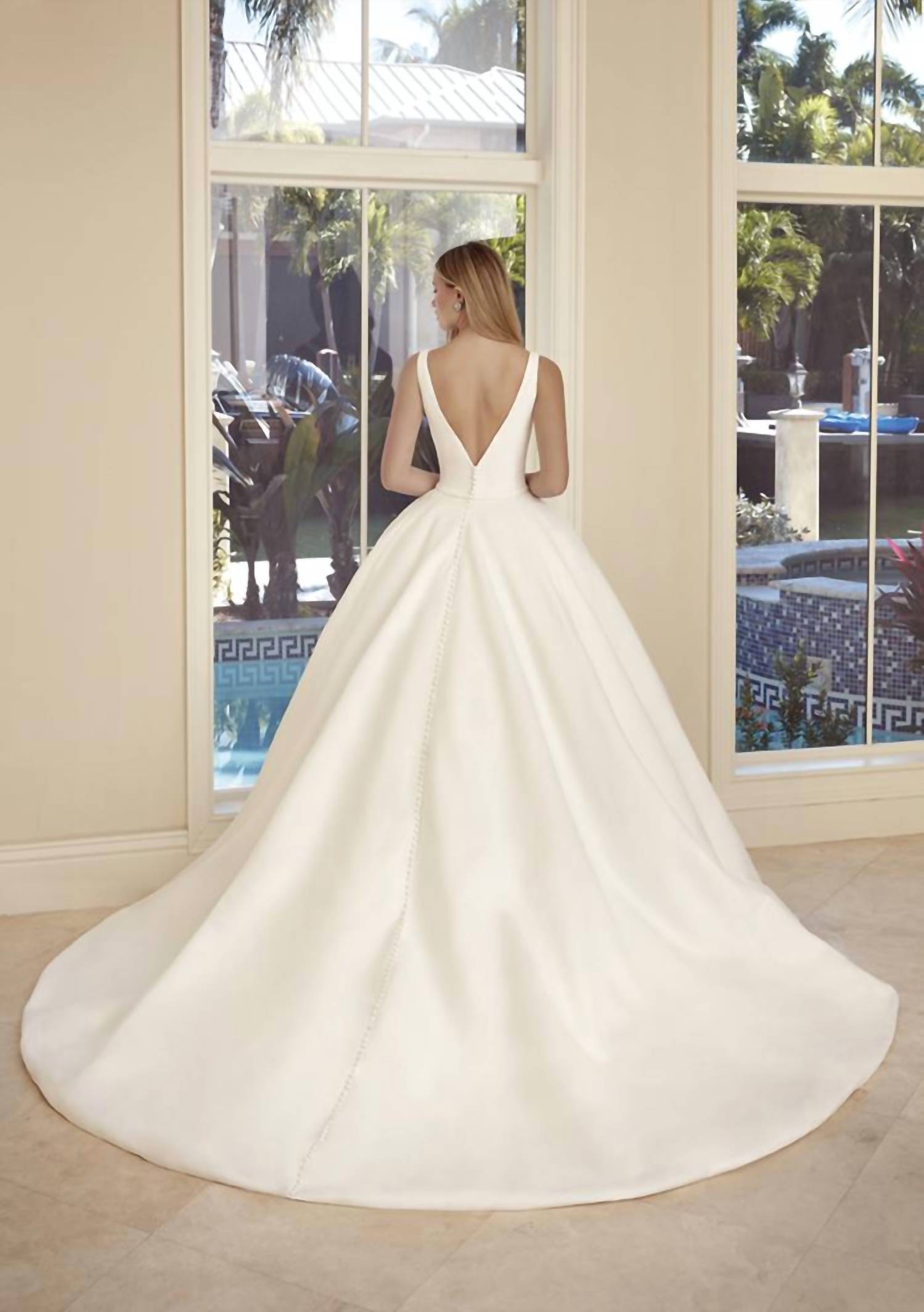 Demetrios - Satin Bateau Ball Gown
