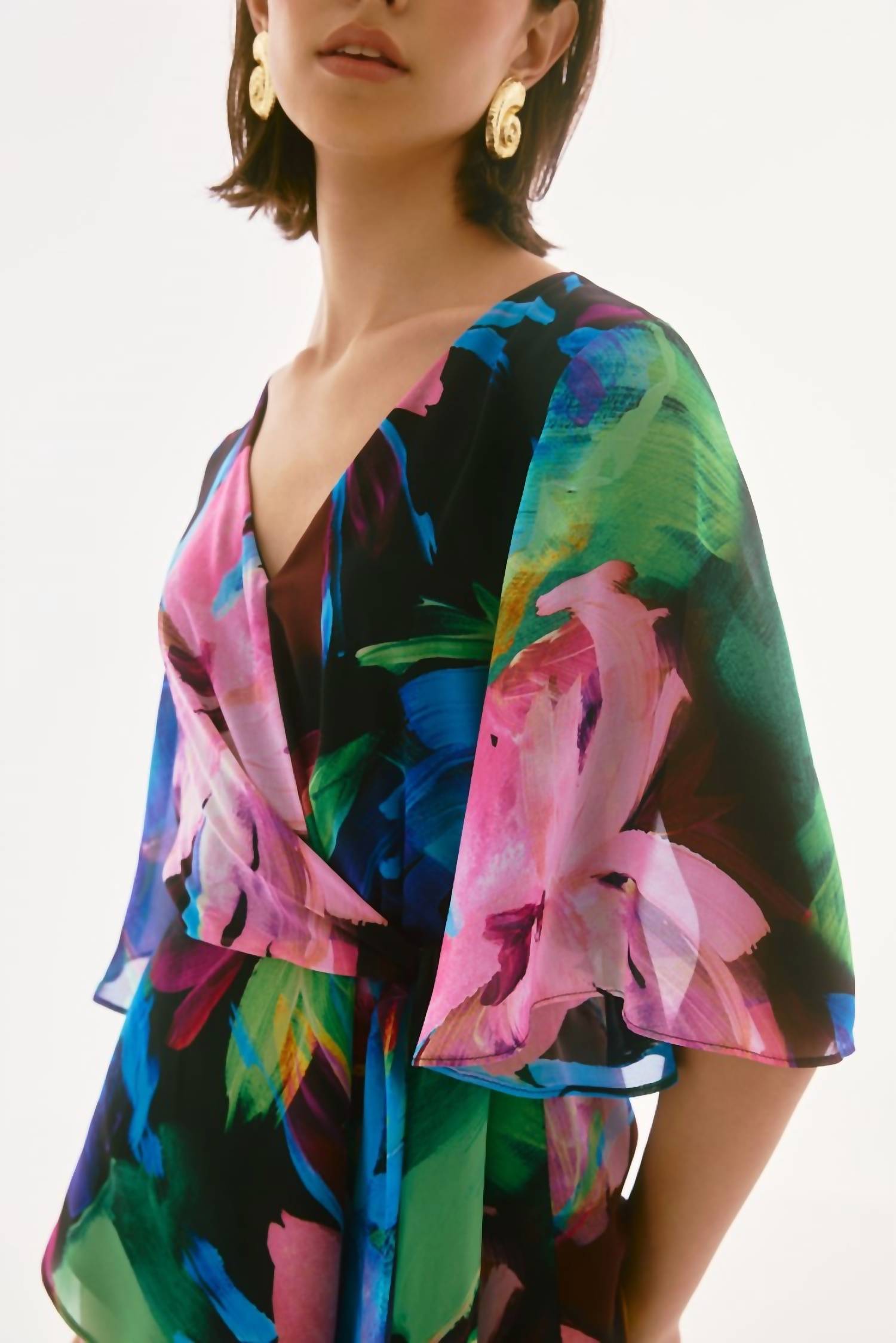 Joseph Ribkoff - Chiffon Floral Print Peplum Top