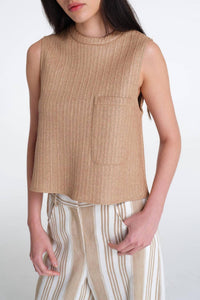TWP Cropped Muscle Tank Top in natural 1 - women's shirt