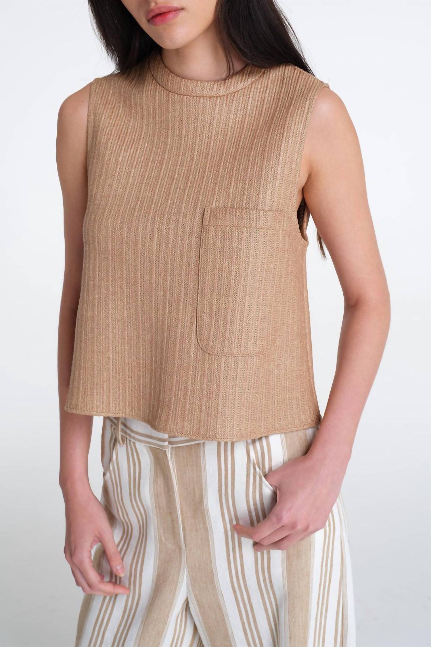 TWP Cropped Muscle Tank Top in natural 1 - women's shirt