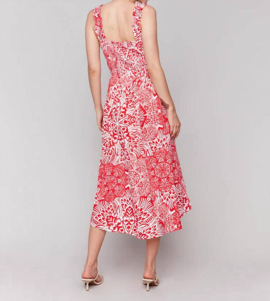 Charlie B - Printed Sleeveless Midi Dress With Shirring Detail