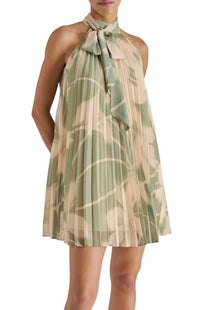 STEVE MADDEN Odora Pleated Mini Dress in olive - women's dress