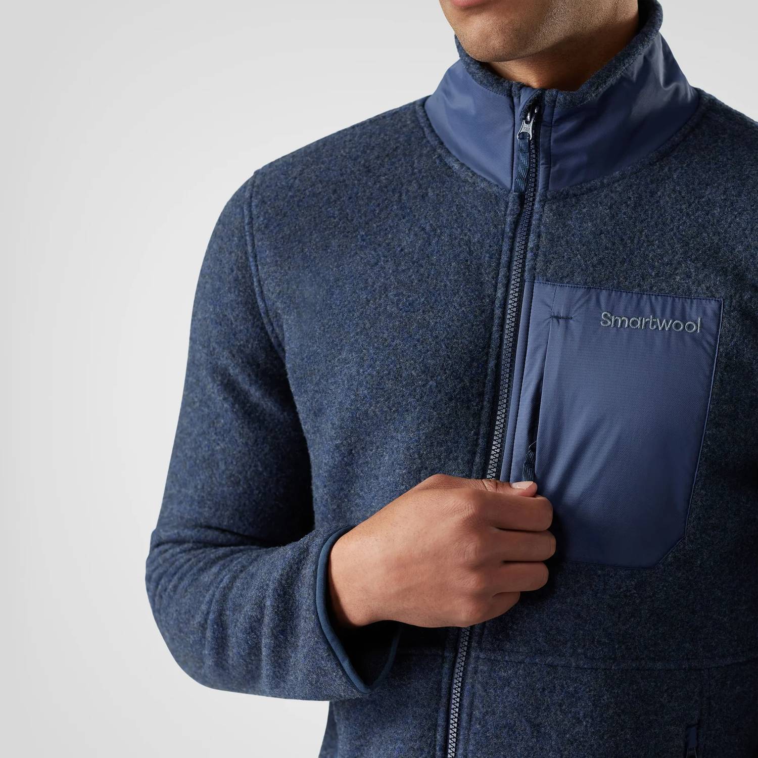 Smartwool Second Cut Fleece Jacket in deep navy - men's jacket - detail view