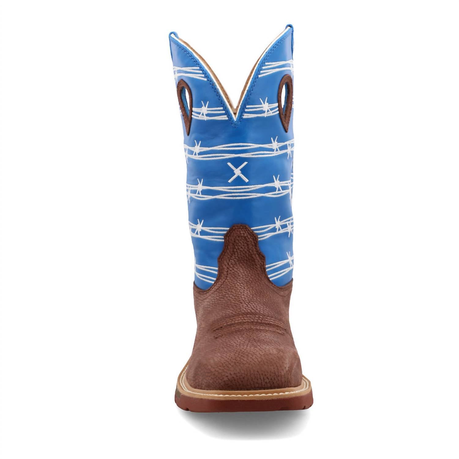 TWISTED X Men's 12" Western Work Boot in burgundy sky blue - men's boots - alternate view
