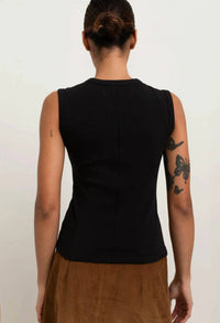 Paper Label Lydia Sleeveless Tank in black - women's tank top - detail view