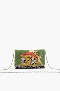 America & Beyond - Women's Forestry Leopard Embellished Clutch