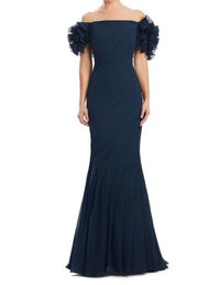 DAYMOR Off The Shoulder Dress in navy - women's dress
