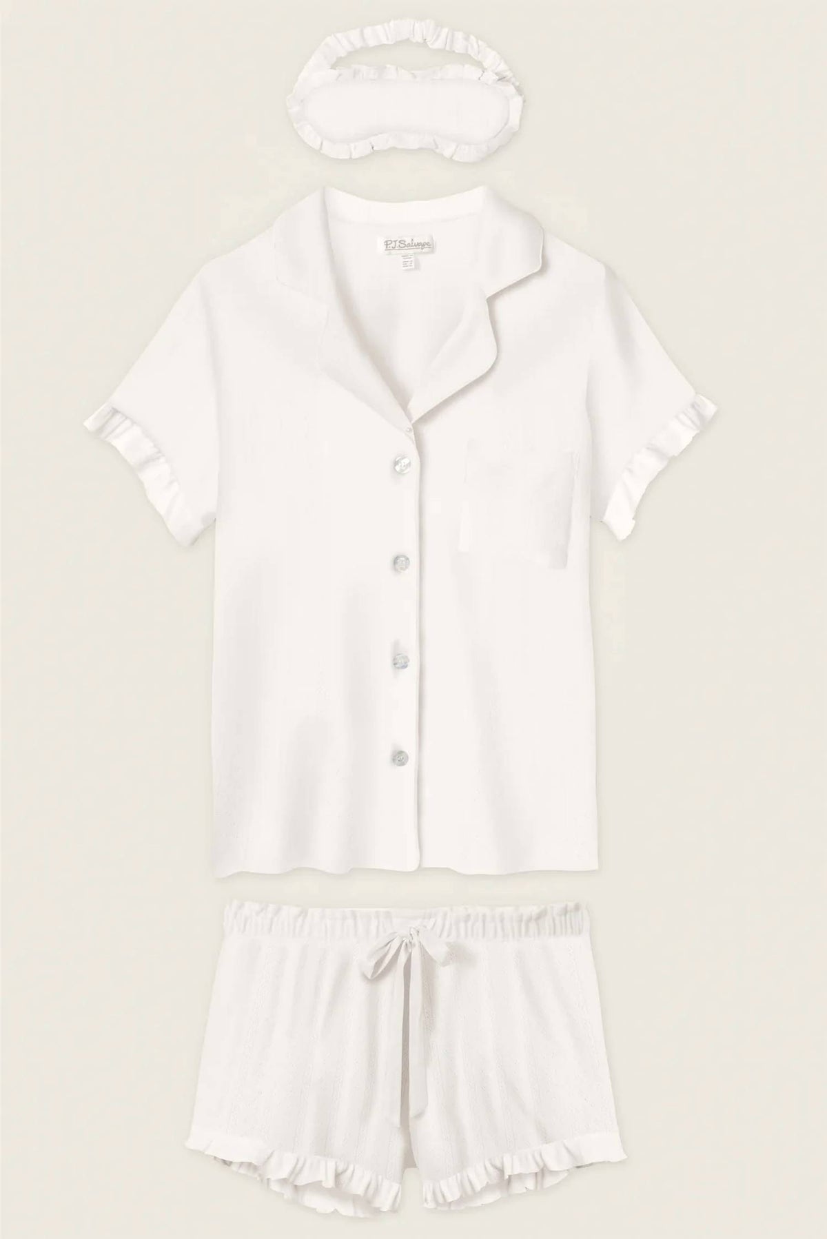Pj Salvage - Pointelle Essentials Ivory 3-Piece Shorts Set