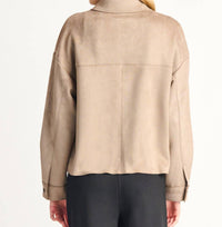 FAUX SUEDE BUTTON FRONT JACKET