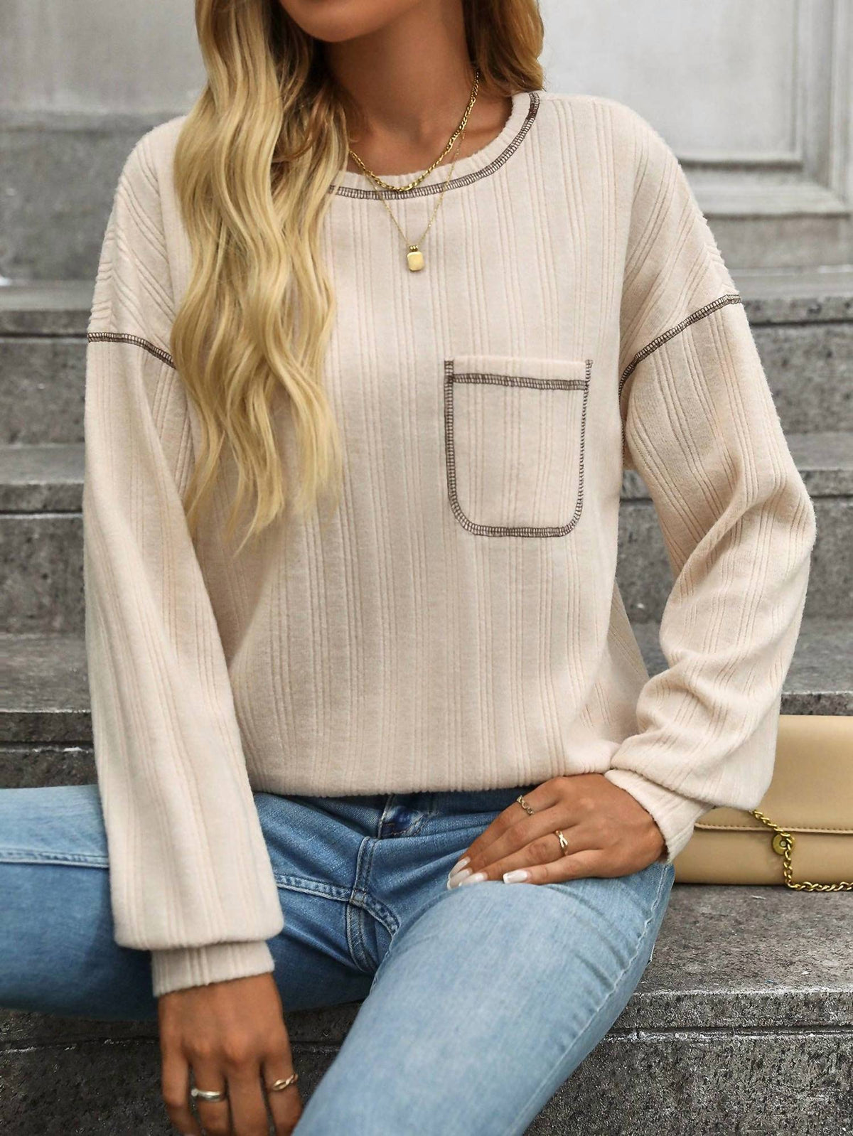 Suhkasana - Ribbed Knit Long Sleeve Shirt