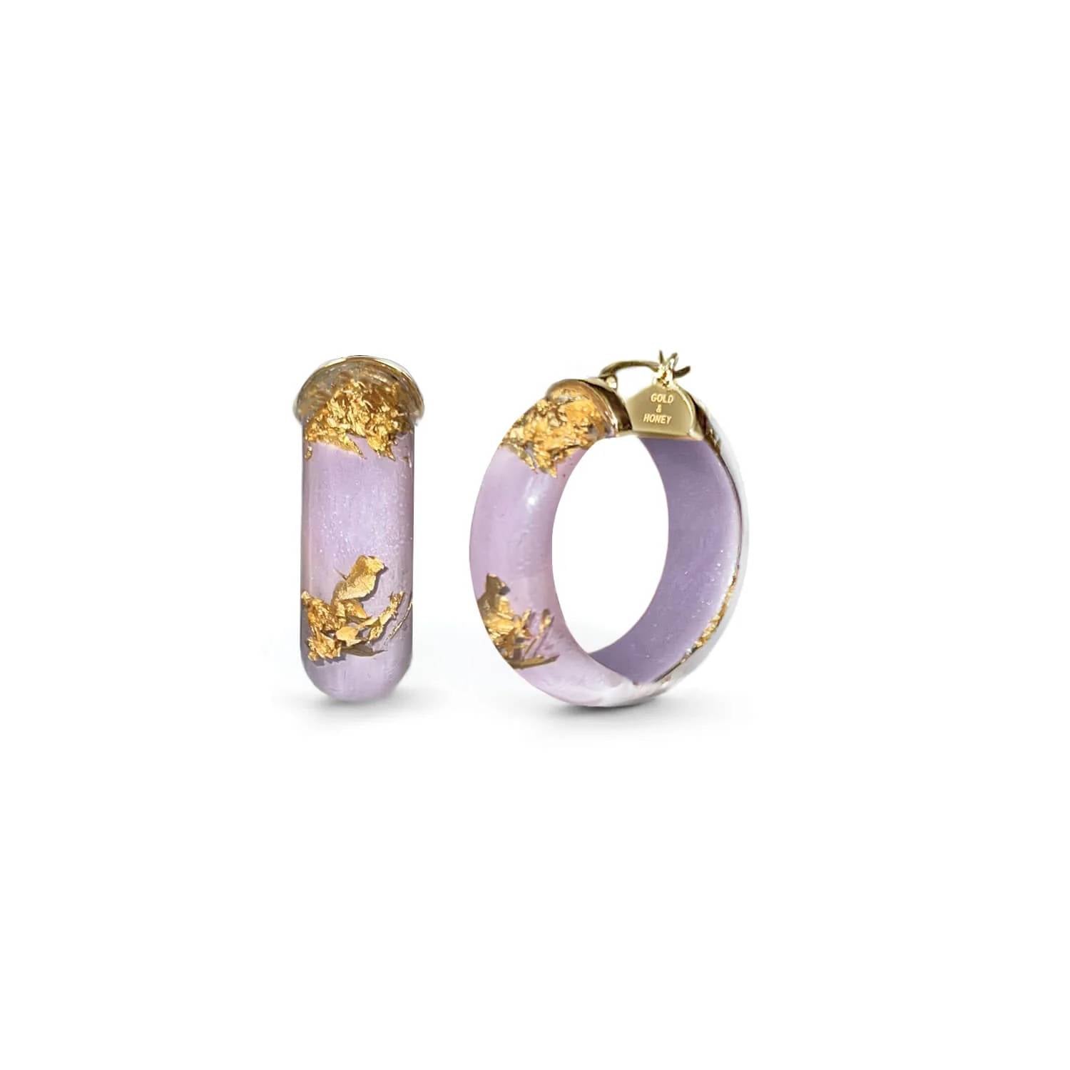 Gold & Honey - Women's Mini Lucite Hoop Earrings