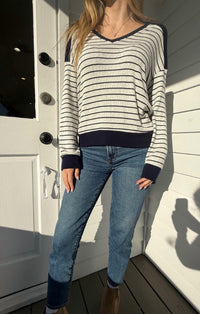 Red Haute - Ashley Striped V-Neck Top