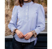 Dizzy-Lizzie - Puff sleeve top with collar & cuff