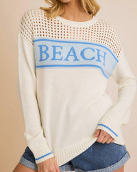 GILLI Beach Open Knit Sweater in blue - women's sweater
