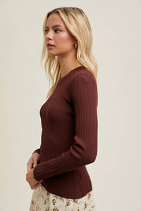 Wishlist - RIBBED TEXTURED FITTED KNIT TOP