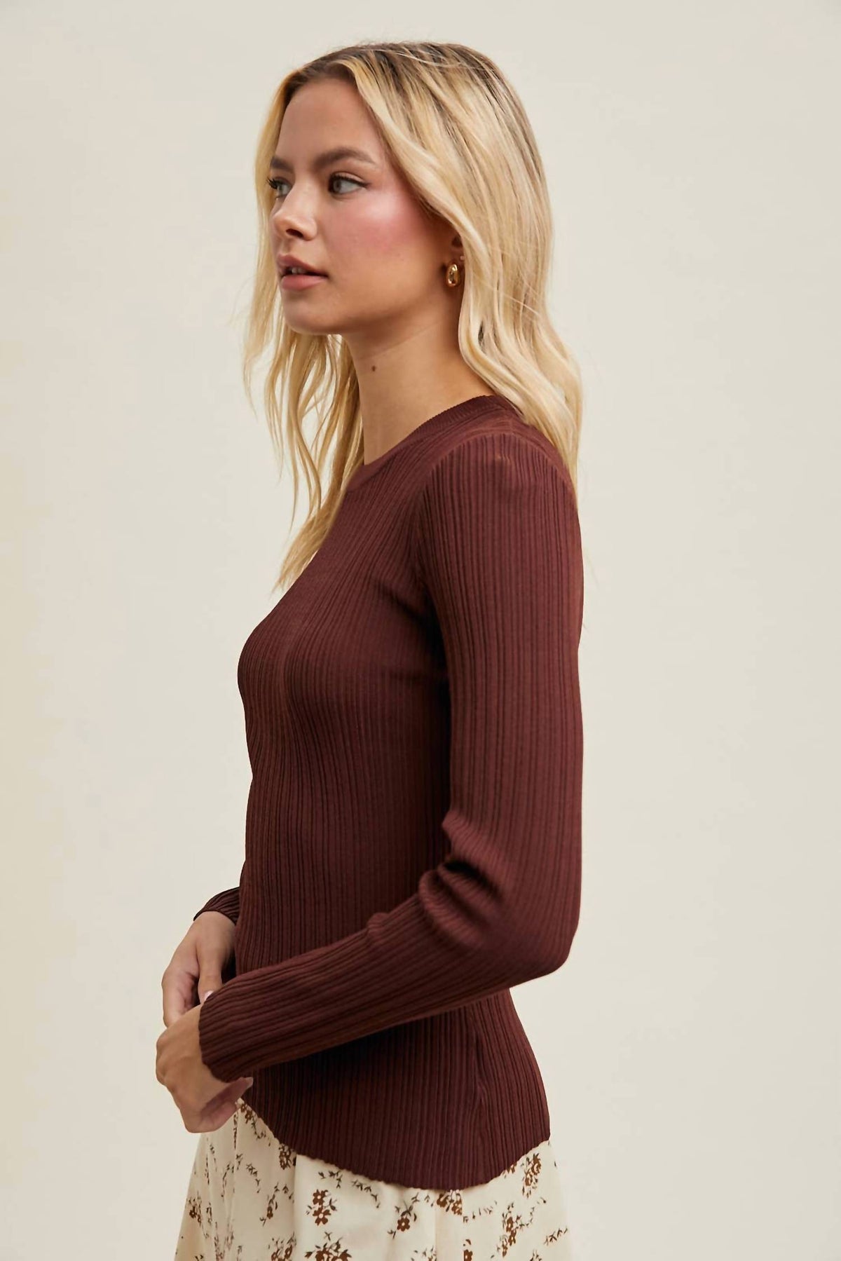 Wishlist - RIBBED TEXTURED FITTED KNIT TOP
