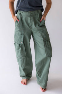 Free People Brentwood Slouch Pants in aged green - women's pants