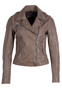 MAURITIUS Women's Christy Rf Leather Jacket in cozy taupe - women's jacket