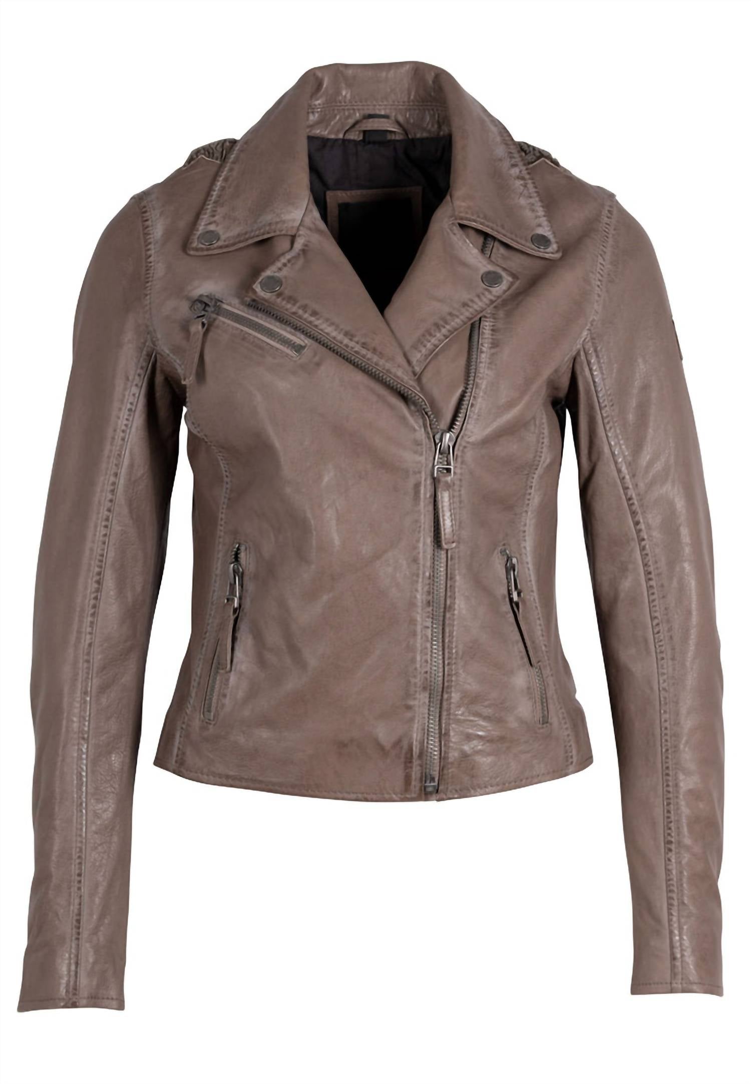 MAURITIUS Women's Christy Rf Leather Jacket in cozy taupe - women's jacket