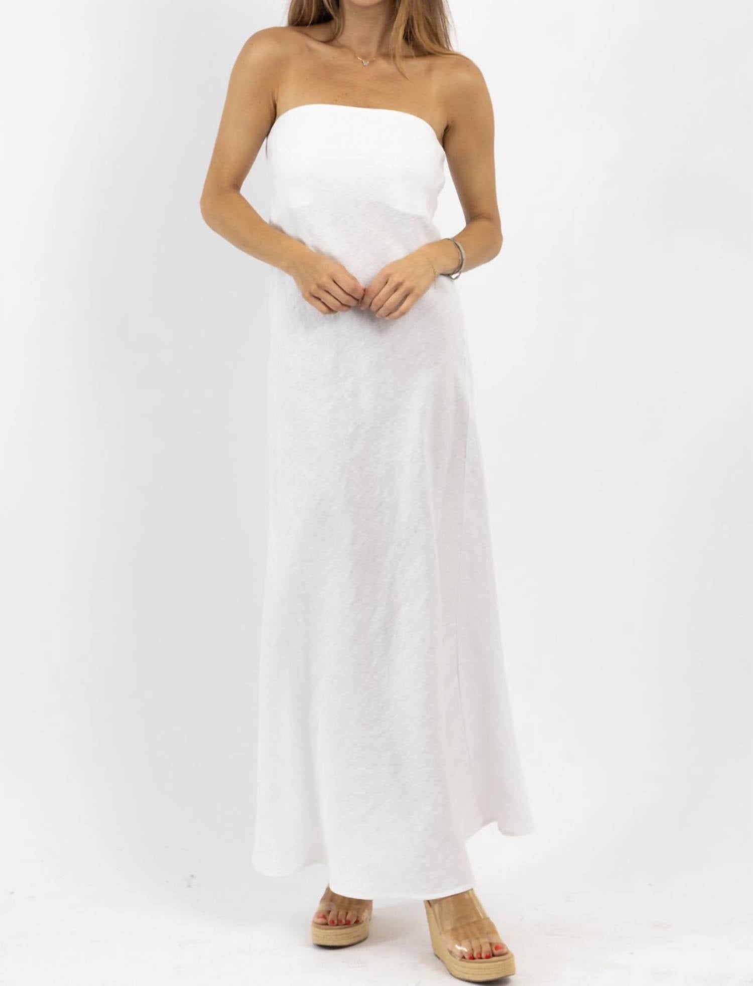 Olivaceous - Jasper Linen Strapless Dress