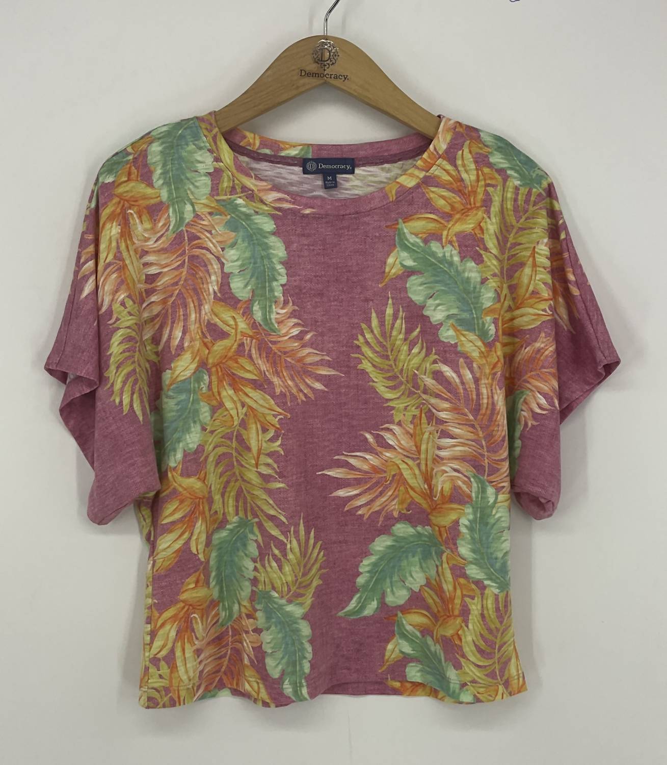 Democracy - Short Dolman Sleeve Scoop Neck Printed Top