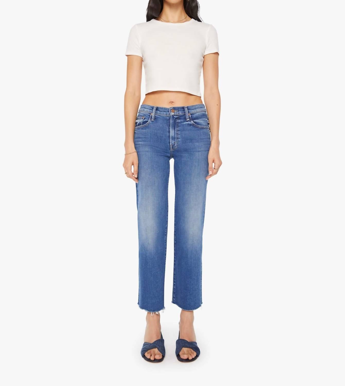 Mother - Mid Rise Rambler Zip Ankle Fray Jeans