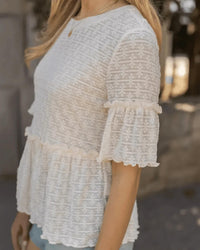 Grace And Lace - Stretch Lace Peplum Top
