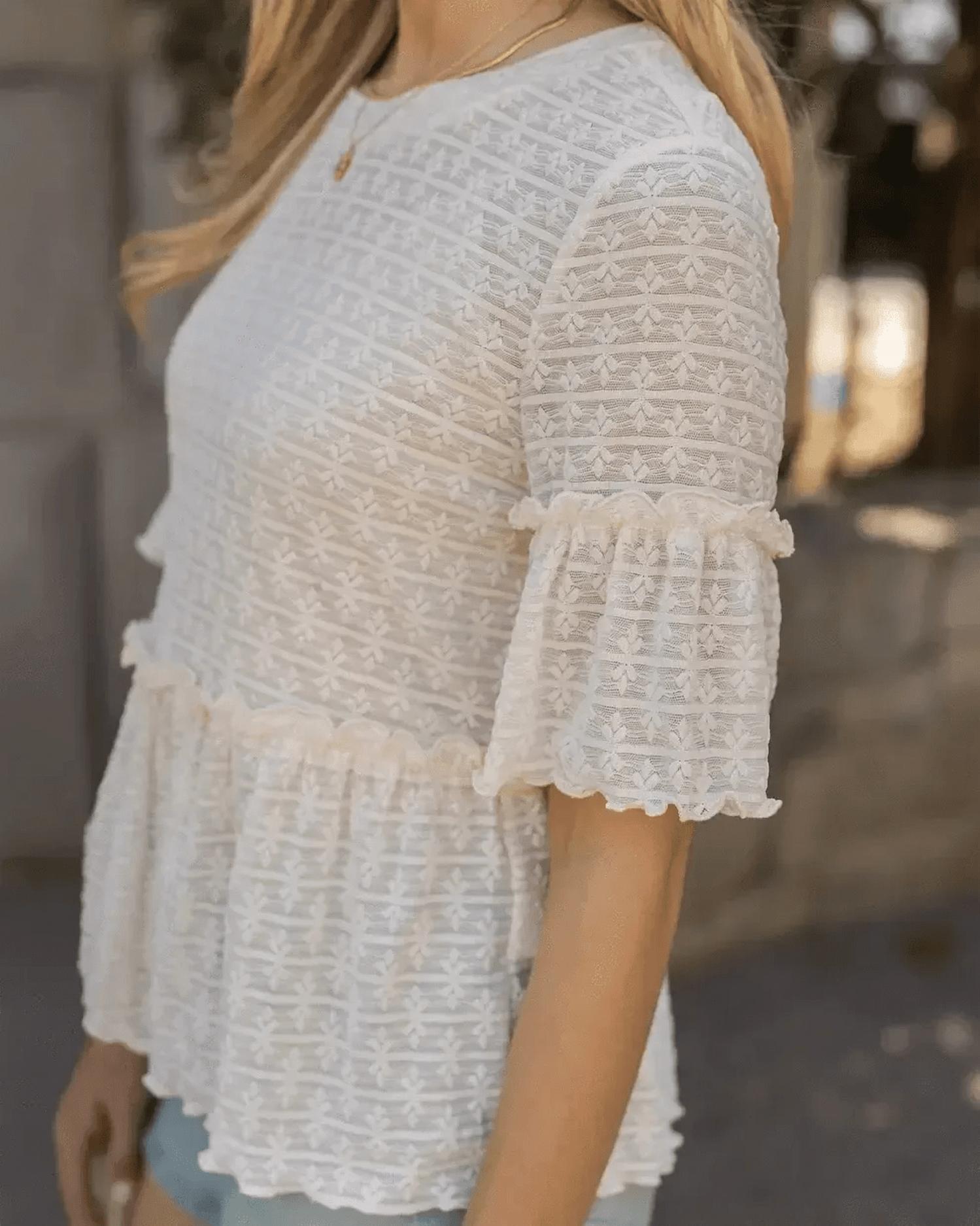 Grace And Lace - Stretch Lace Peplum Top