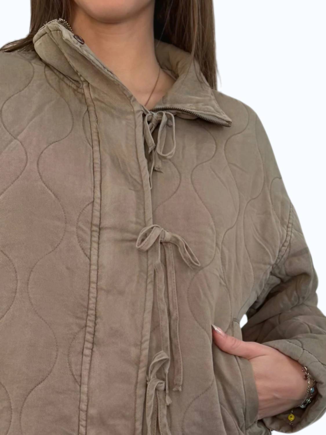 Blu Pepper - Quilted Jacket With Ties