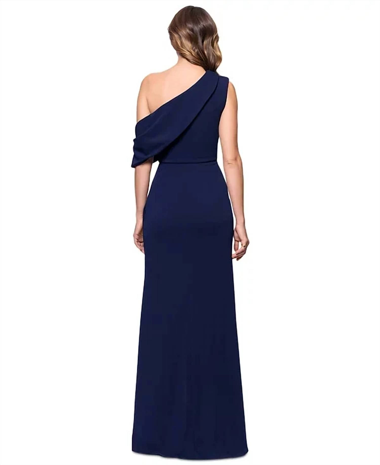 Betsy & Adam - Off-the-shoulder Side-drape Gown