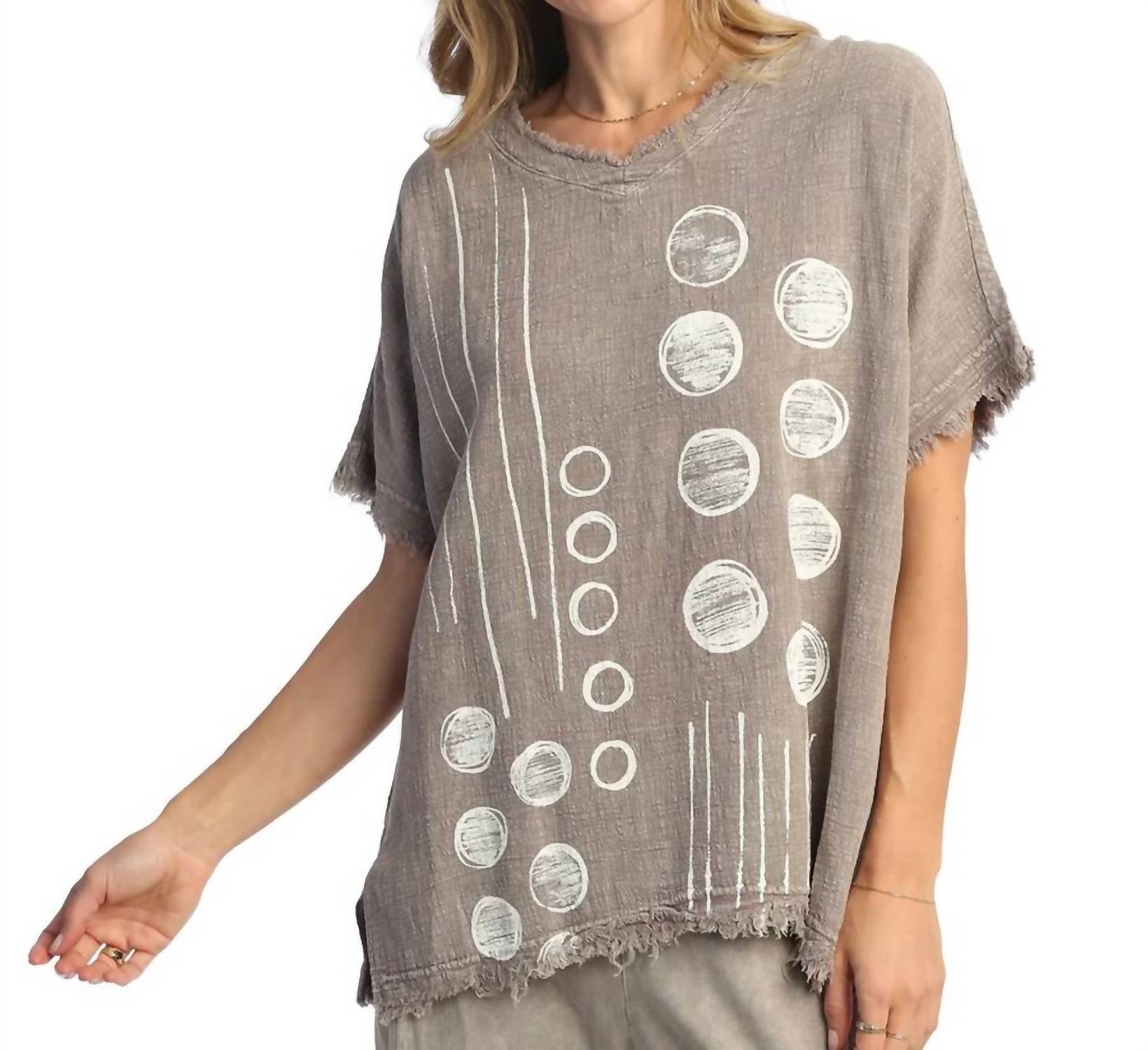 Jess & Jane - Dot N Line Cotton Gauze Top