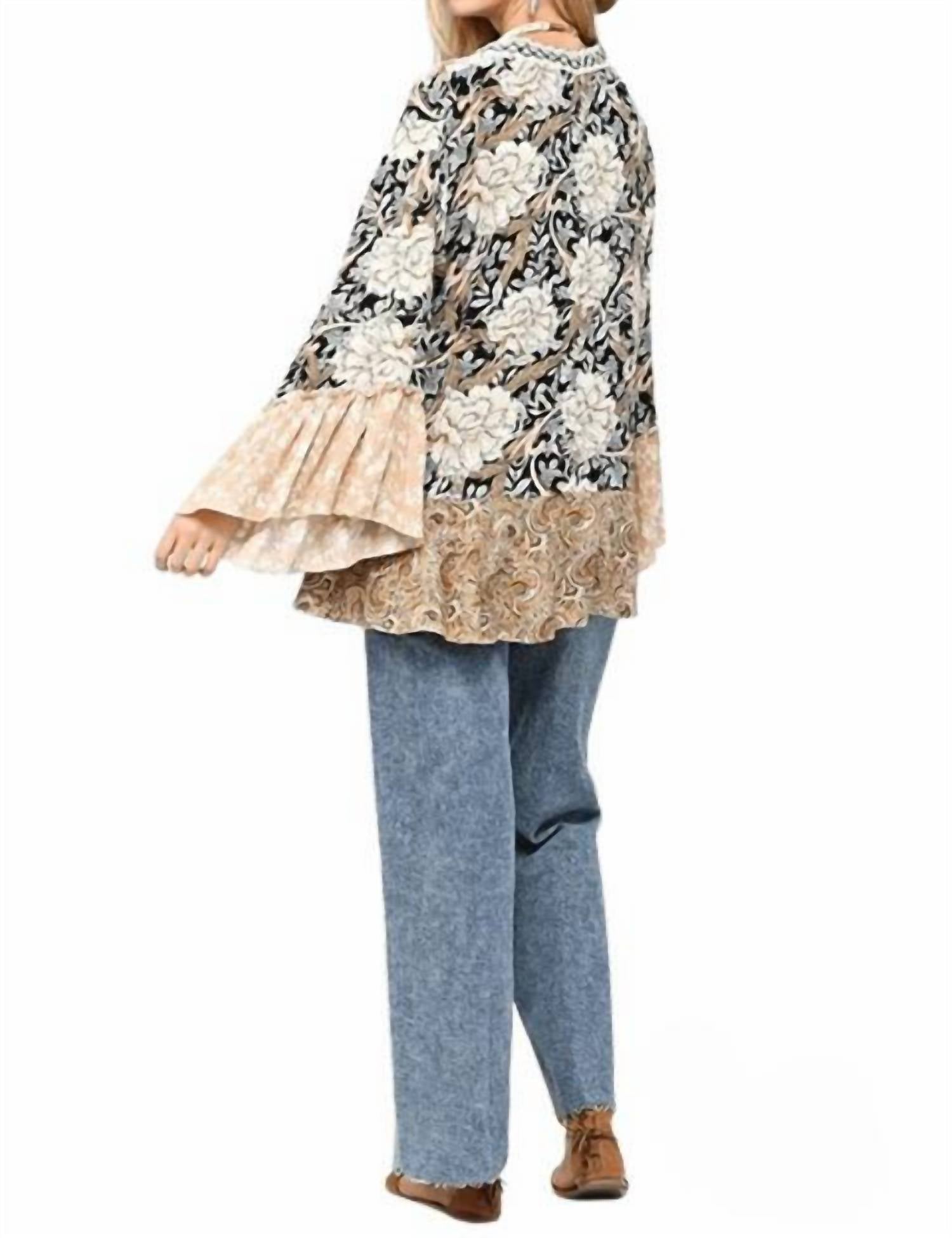 Gigio - Savannah Floral and Paisley Print Mix Kimono