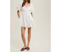 Wishlist - Gracie Gingham Puff Sleeve Romper