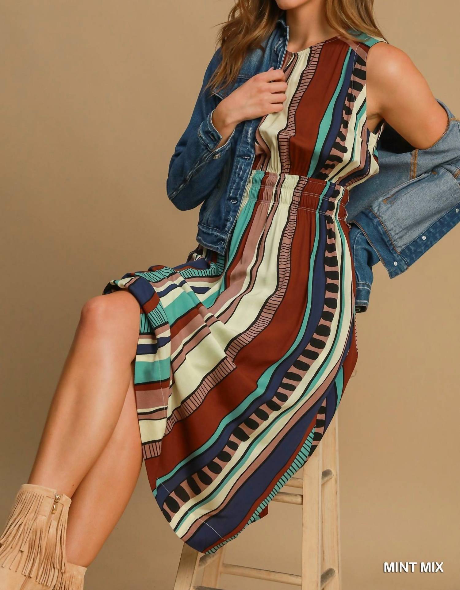 Umgee - Abstract Print Midi Dress